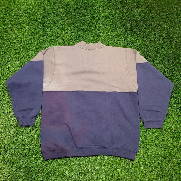 VTG 90s Hanes Color Block Split Sweatshirt Mens Large USA Made Two Tone - Picture 4 of 8